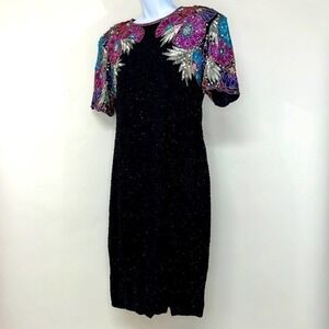 1980's Stenay silk, sequined, body-con party dress - 8‎